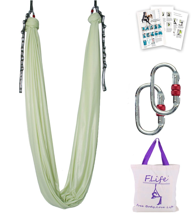 FLife Aerial Yoga Hammock 55 yards Premium Aerial Silk Fabric Yoga Swing for Antigravity Inversion Include Daisy ChainCarabiner and Pose Guide