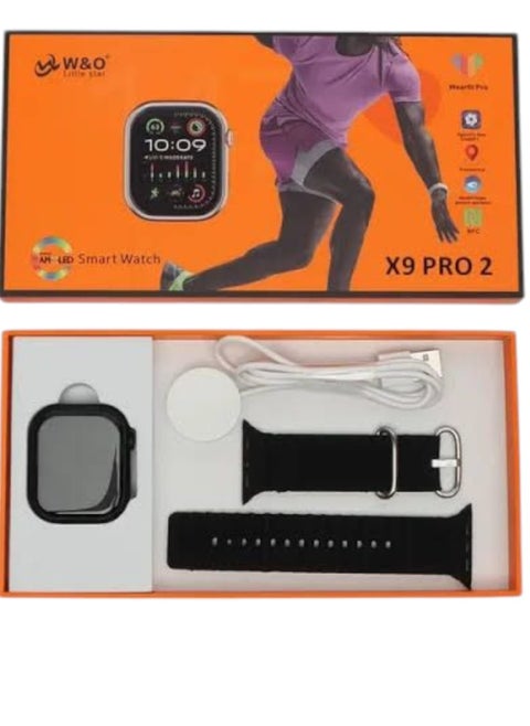 Smart Watch x9 pro 2 Wireless Charging Touch Screen for IOS Android for Men Women - Black