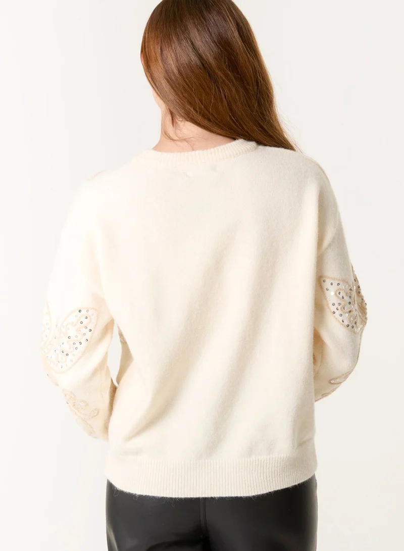 Blue Vanilla Butterfly Embroidered Jumper