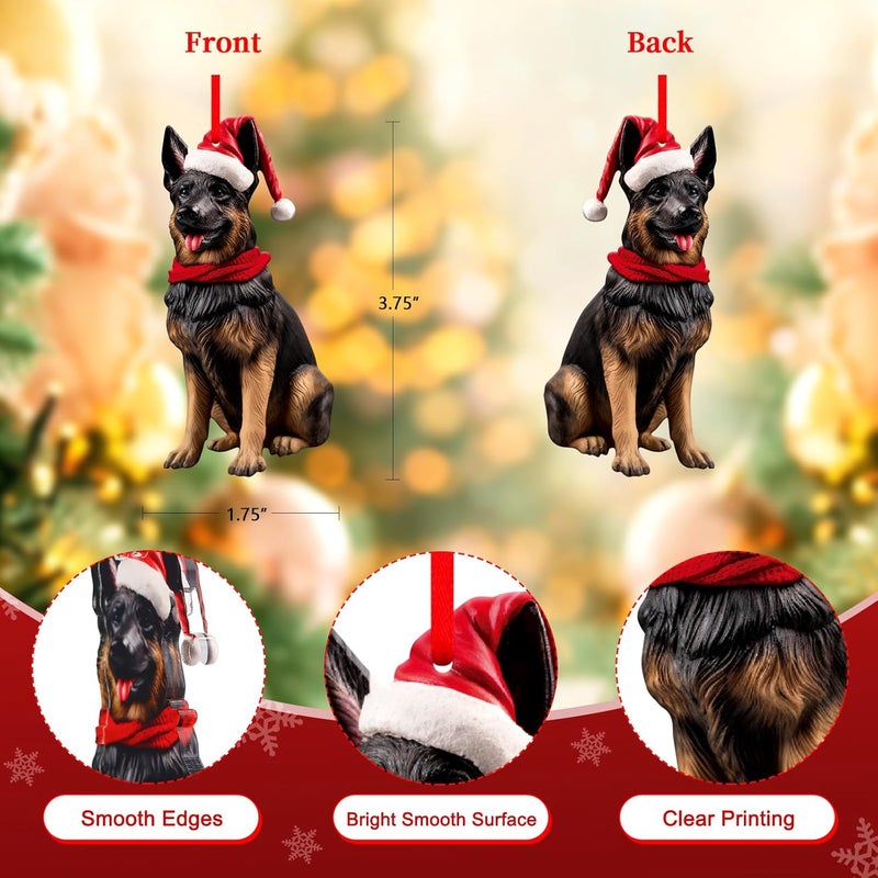 SICOHOME German Shepherd Christmas Ornament - German Shepherd Ornament for Christmas Tree Decorations Acrylic GSP Black German Shepherd Gifts for Women Men German Shepherd Dog Lovers - Image 4