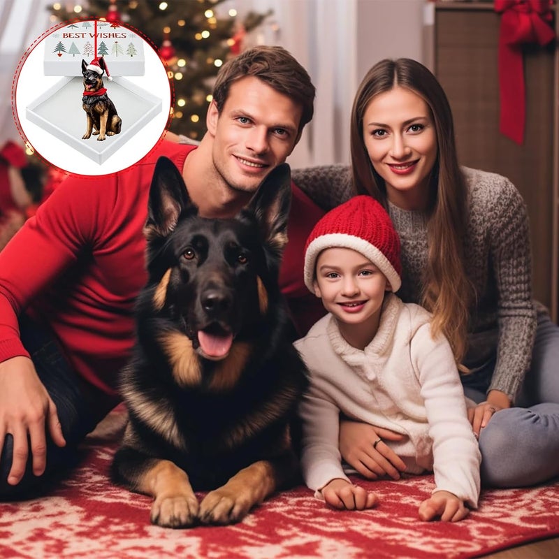 SICOHOME German Shepherd Christmas Ornament - German Shepherd Ornament for Christmas Tree Decorations Acrylic GSP Black German Shepherd Gifts for Women Men German Shepherd Dog Lovers - Image 2