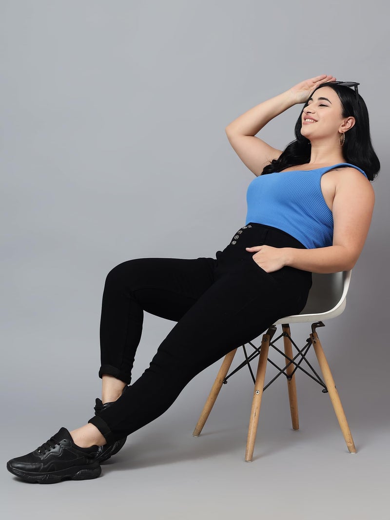 Nifty Women's Denim Stretchable High Waist Plus Size Jeans (NFTYPLS_1265_BLK_34_Black_34) - Image 4