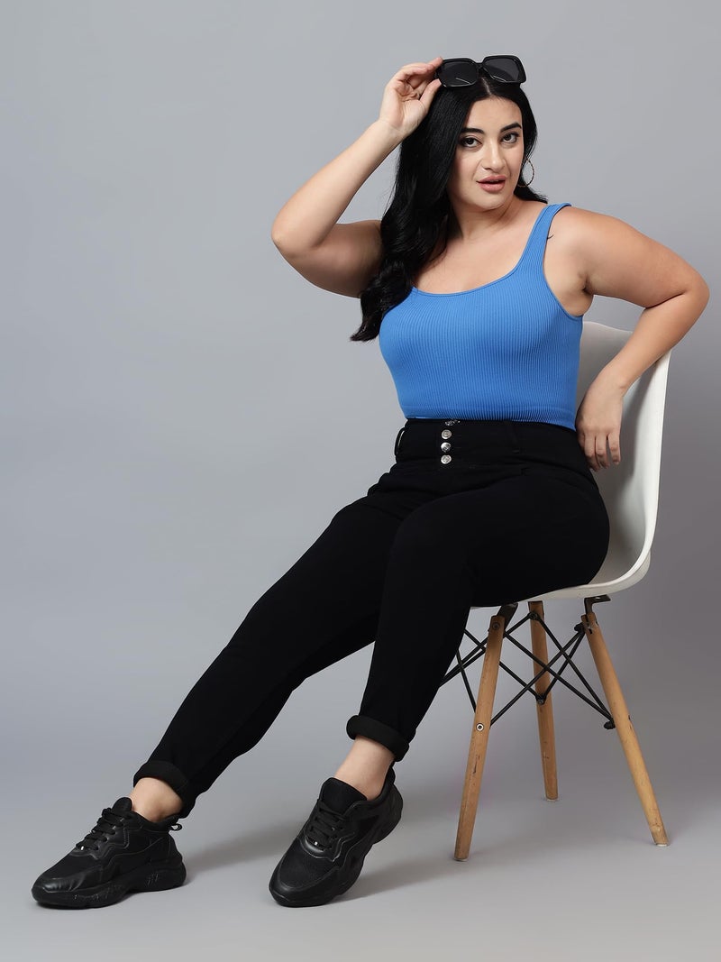 Nifty Women's Denim Stretchable High Waist Plus Size Jeans (NFTYPLS_1265_BLK_34_Black_34) - Image 5
