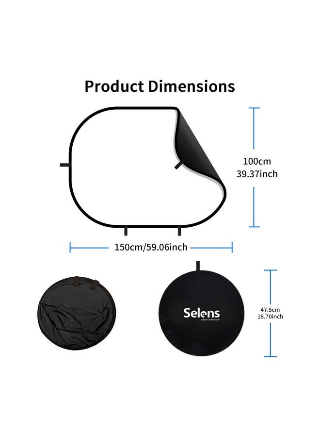 Selens Black White Backdrop 59x39.3inches Pop Up Collapsible Background with Carrying Bag for YouTube Streaming Photo Studio Product Photography - Image 5