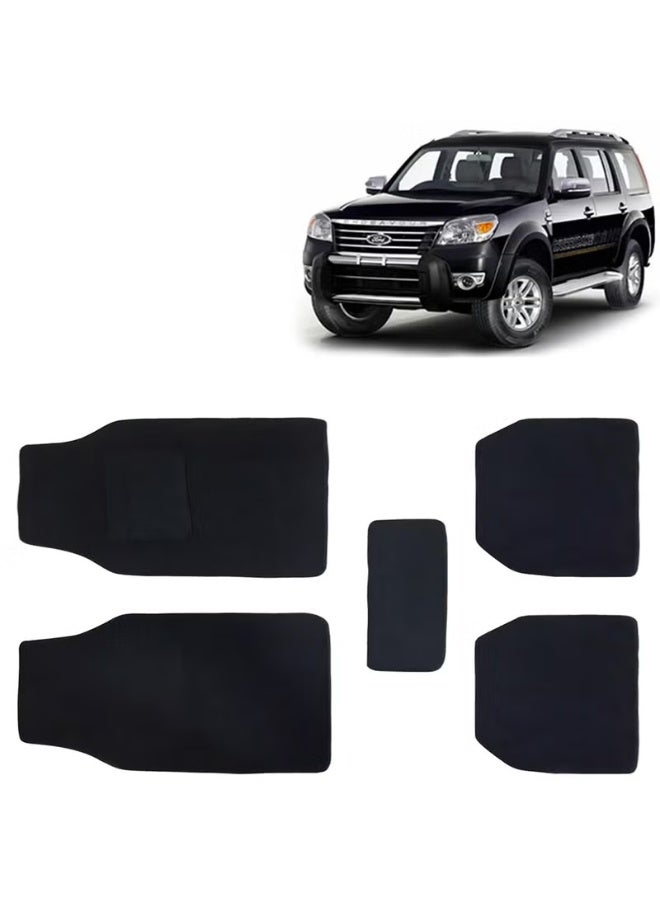 Classic Carpet Style Universal Car Mats for Ford Endeavour 2009-2015 Model Black Color Anti Slip Car Floor Foot Mats Complete Set of 5 Piece Executive Series - Image 1