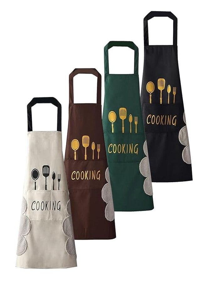KASHIVAL Waterproof Kitchen Apron for Women with Big Front Pocket & Integrated Hand-Wiping Towel, Oil-Proof Cooking Apron for Baking & Grilling, Stain-Resistant Multi Design (2) - Image 2