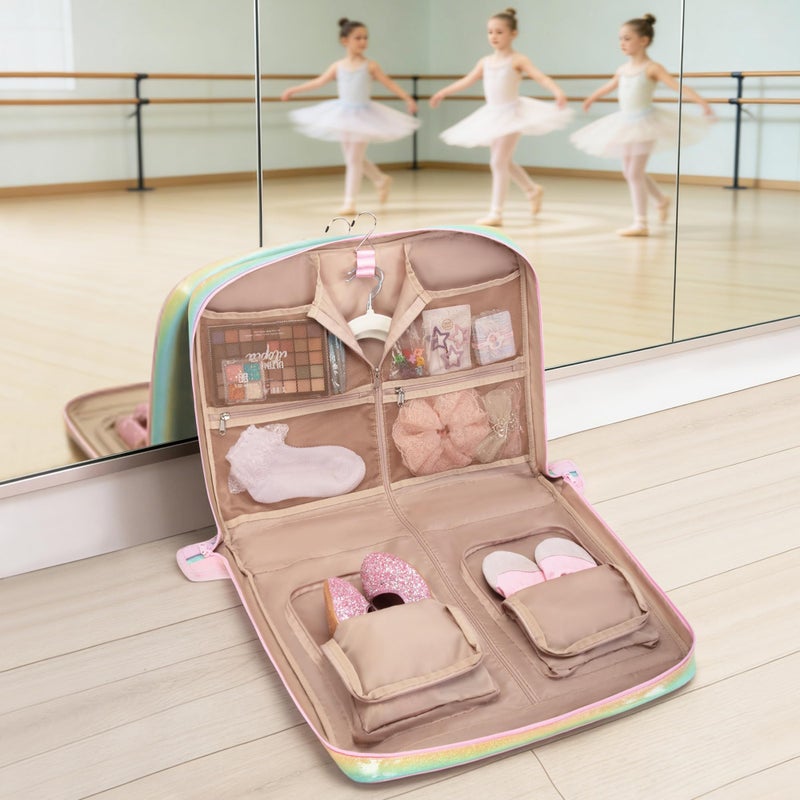 Smasrob Dance Garment Bags for Dancers with Multiple Pockets and Hanging Loops, Dance Costume Garment Bag for Girls, Pink - Image 2