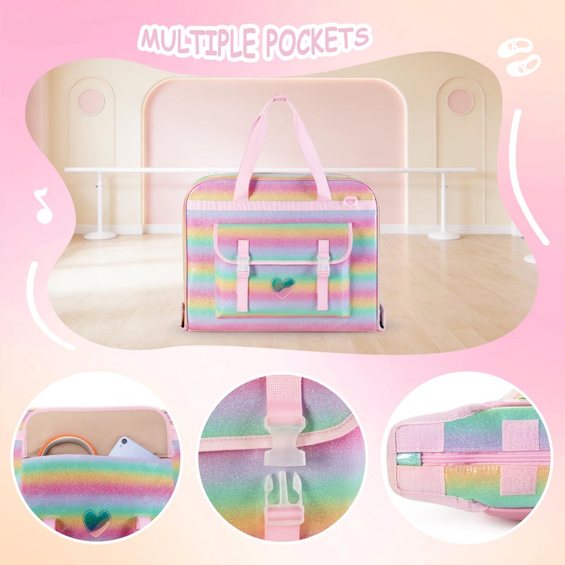 Smasrob Dance Garment Bags for Dancers with Multiple Pockets and Hanging Loops, Dance Costume Garment Bag for Girls, Pink - Image 3