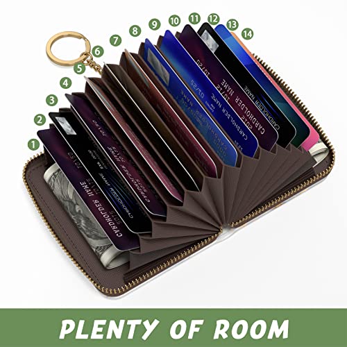 Aiawoxc Credit Card Holder for Women, Small RFID Wallet Slim Leather Card Organizer Case with Zipper and Keychain, Grey Marble - Image 3