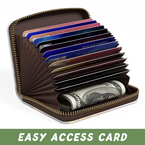 Aiawoxc Credit Card Holder for Women, Small RFID Wallet Slim Leather Card Organizer Case with Zipper and Keychain, Grey Marble - Image 5