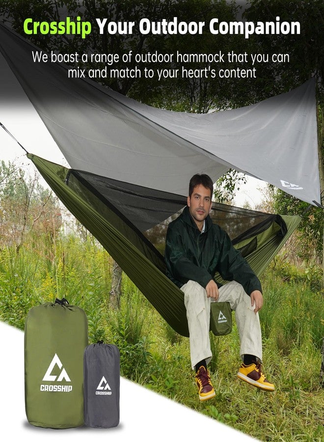 CROSSHIP Camping Hammock with Mosquito Net and Rain Fly Tarp - 2 Person Hammock Tent, Portable Parachute Nylon Hammock for Outdoor, Hiking, Backpacking, Backyard, Beach, Travel (Hold Up to 500lbs) - Image 3