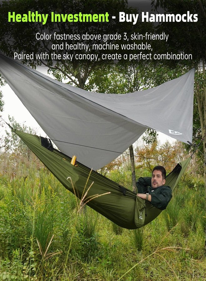 CROSSHIP Camping Hammock with Mosquito Net and Rain Fly Tarp - 2 Person Hammock Tent, Portable Parachute Nylon Hammock for Outdoor, Hiking, Backpacking, Backyard, Beach, Travel (Hold Up to 500lbs) - Image 2