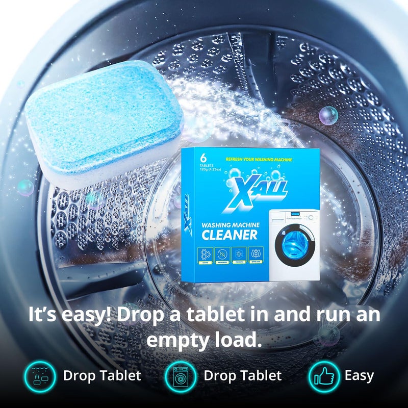 X-ALL Washing Machine Cleaner - Deep Cleaning Tablets, Cleans and refreshes the interior, Limescale and Mineral-Buildup - Deep Cleans Dirt for HE, Front Load & Top Load Washers - Image 4