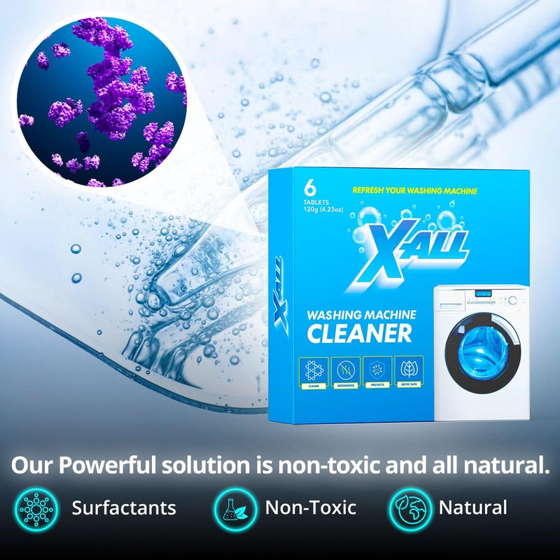 X-ALL Washing Machine Cleaner - Deep Cleaning Tablets, Cleans and refreshes the interior, Limescale and Mineral-Buildup - Deep Cleans Dirt for HE, Front Load & Top Load Washers - Image 2
