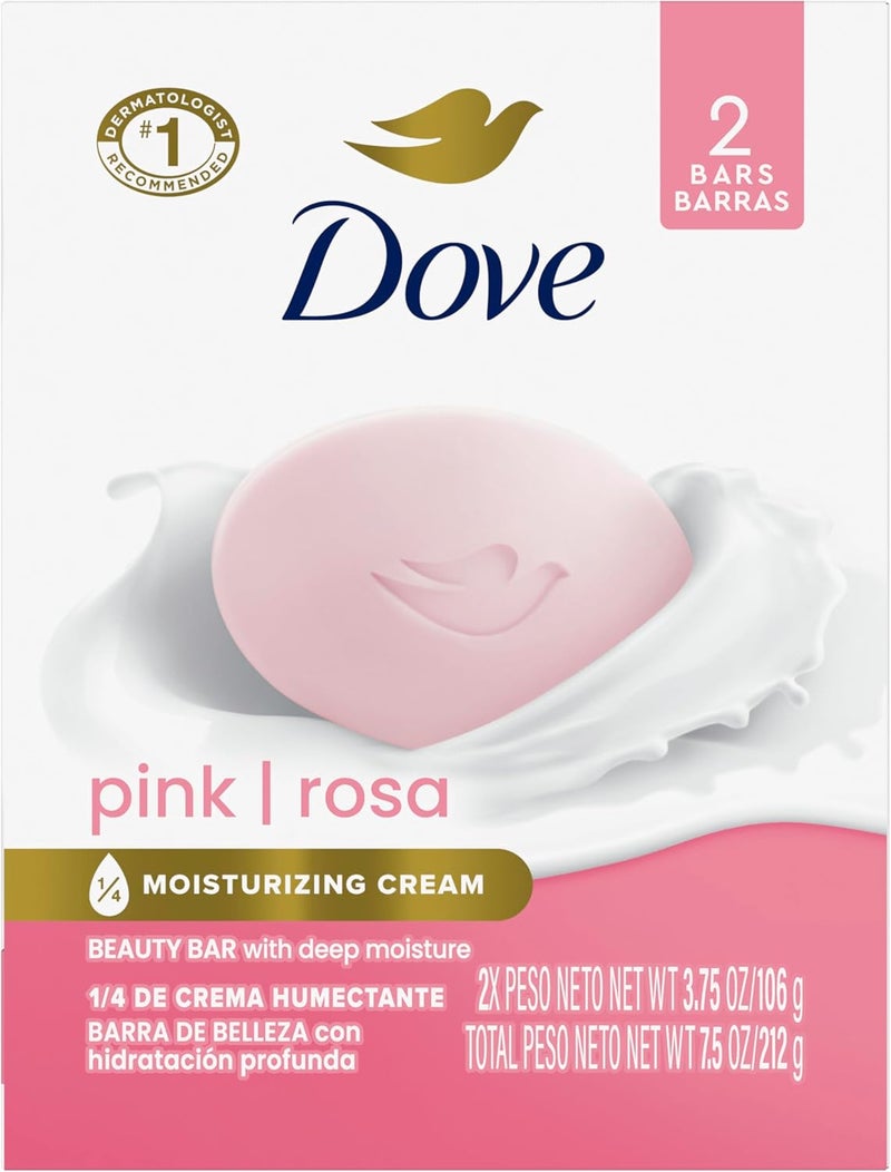Dove Pink Beauty Bar with Moisturizing Cream - 2 Bars (4 oz each) - Image 1