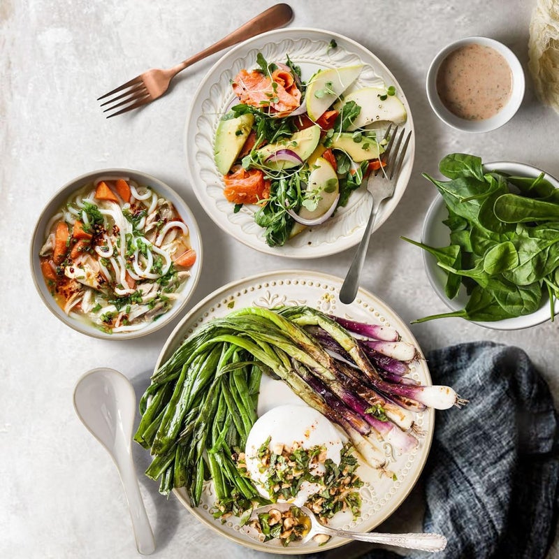 Artena Plates And Bowls Sets 16 Pieces Dinnerware Sets Dish Set For 4 Ceramic Kitchen Bowl And Plate Set Embossed White Dishware Sets Dishwasher  Microwave Safe Damask Floral - Image 3