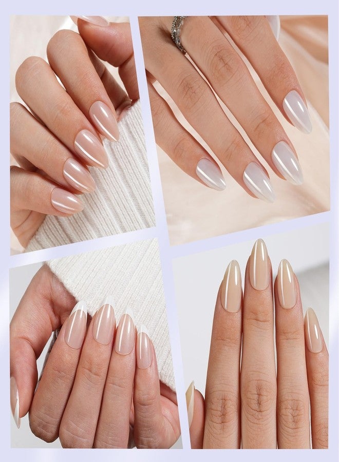 Misssix 6 Packs Press On Nails Almond, Misssix French Tip Press On Nails Short, Reusable Glue On Nails, Gel Fake Nails for Women, Stick On Nails Kit 15 Sizes-6 styles in total - Image 3