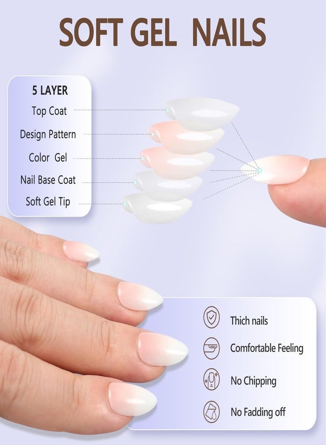 Misssix 6 Packs Press On Nails Almond, Misssix French Tip Press On Nails Short, Reusable Glue On Nails, Gel Fake Nails for Women, Stick On Nails Kit 15 Sizes-6 styles in total - Image 5