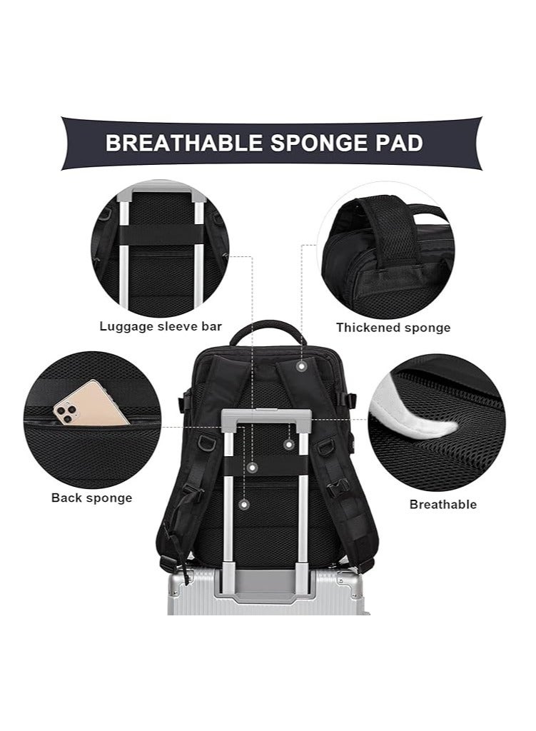 DUNISO Large capacity travel backpack, black carry on backpack, waterproof outdoor sports backpack, leisure day bag, with USB charging port, dry wet separation - Image 2