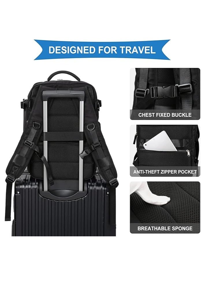 DUNISO Large capacity travel backpack, black carry on backpack, waterproof outdoor sports backpack, leisure day bag, with USB charging port, dry wet separation - Image 5