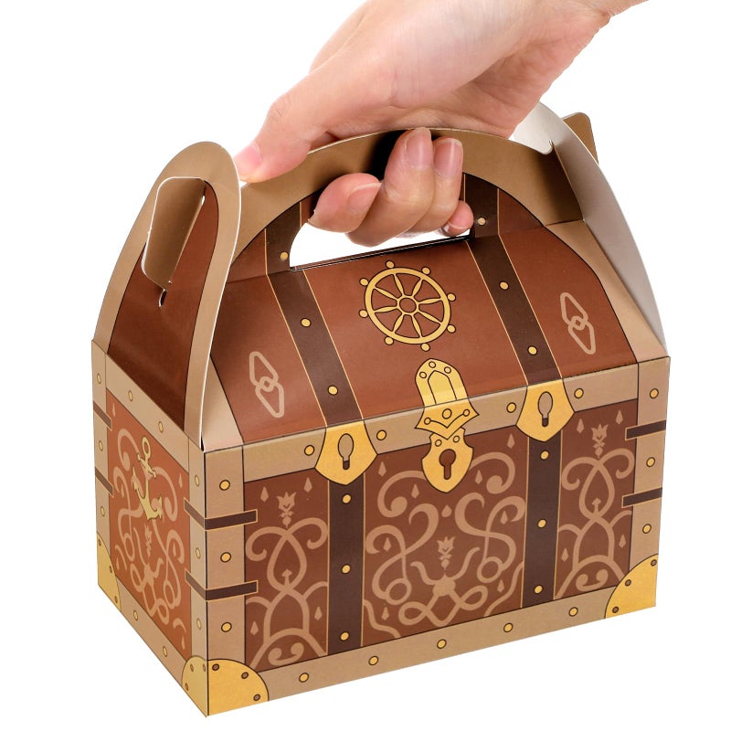 Bekith 36 Pack Pirate Treasure Chest, Gable Treat Boxes, Goodies Boxes Party Favor Boxes with Handles, Paper Gift Boxes Candy Decoration Box for Birthday Party Halloween, 6.3" x 3.5" x 3.5" Inch - Image 4