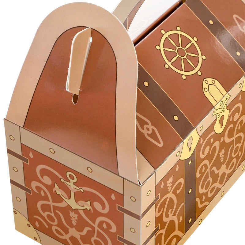 Bekith 36 Pack Pirate Treasure Chest, Gable Treat Boxes, Goodies Boxes Party Favor Boxes with Handles, Paper Gift Boxes Candy Decoration Box for Birthday Party Halloween, 6.3" x 3.5" x 3.5" Inch - Image 3