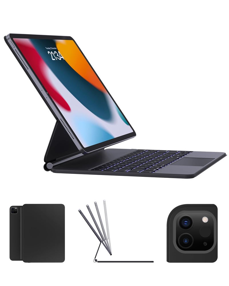 AUSDOM Magic-Style Keyboard Case for 2024 iPad Air 13(M2) and iPad Pro 12.9 (6th/5th/4th/3rd Gen), Magnetic Floating Wireless Backlit Rechargeable Bluetooth Keyboard with Multi-Touch Trackpad, Black - Image 1
