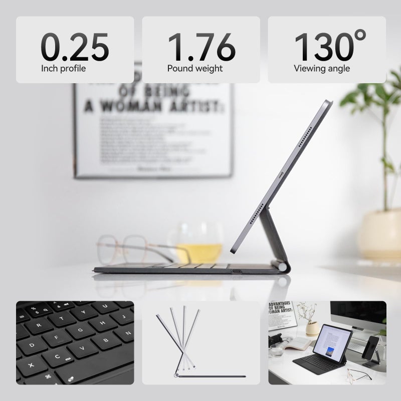 AUSDOM Magic-Style Keyboard Case for 2024 iPad Air 13(M2) and iPad Pro 12.9 (6th/5th/4th/3rd Gen), Magnetic Floating Wireless Backlit Rechargeable Bluetooth Keyboard with Multi-Touch Trackpad, Black - Image 3