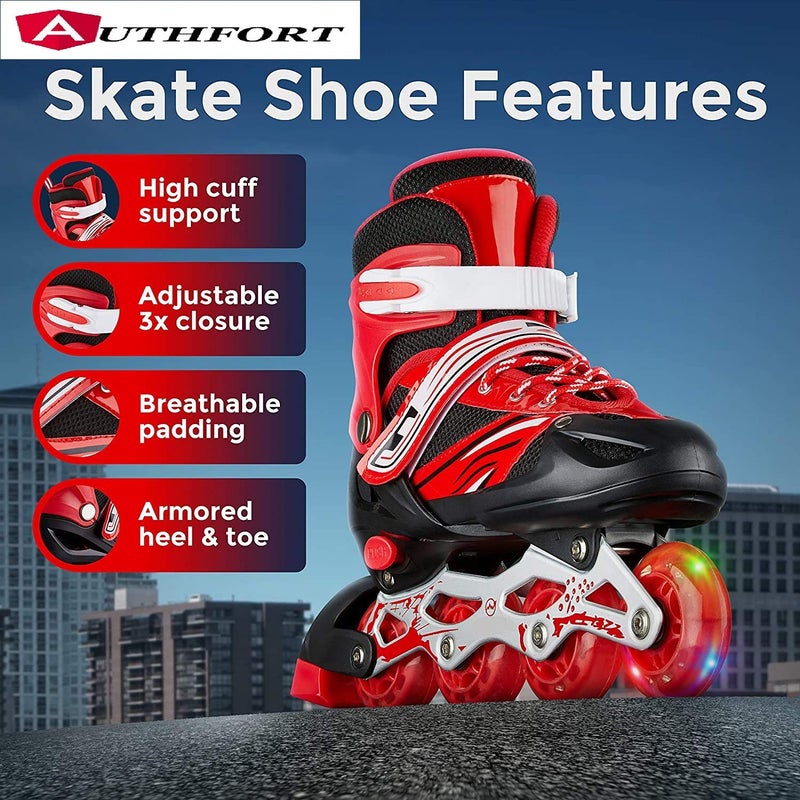 AUTHFORT Roller Skates for Girls Age Group 7-12 Years Adjustable Inline Skating Shoes with School Sport-Multi Colour (RED Inline) - Image 5