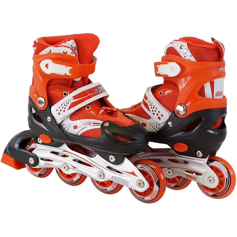 AUTHFORT Roller Skates for Girls Age Group 7-12 Years Adjustable Inline Skating Shoes with School Sport-Multi Colour (RED Inline) - Image 4