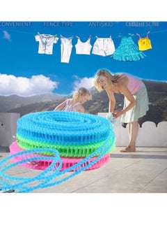 Generic Nylon clothesline set-pack of 3 colorful stripes windproof design for drying laundry indoors and outdoors-from Rana store  - Image 2