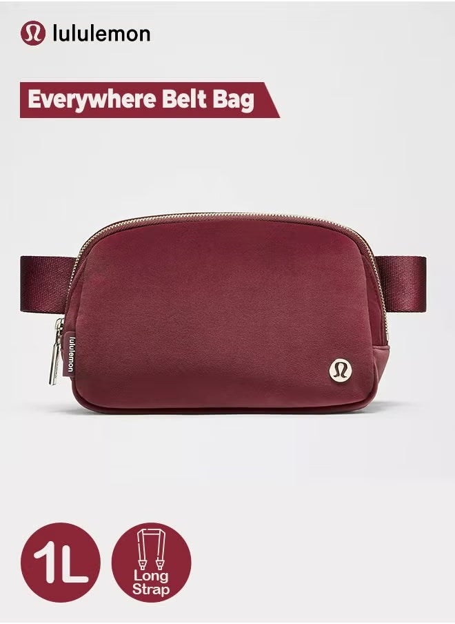 Lululemon Everywhere Belt Bag, Compact Crossbody Bag with Zippered Pockets, Exterior Pocket, and Interior Essentials Storage for On-the-Go Convenience, Maroon  - Image 1