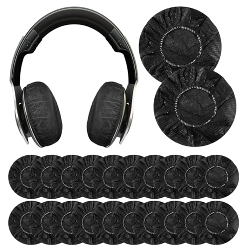 Tvoip 100Pcs Black Non-Woven Sanitary Headphone Ear Cover, Disposable Super Stretch Covers Washable, for Most On Ear Headphones Earpads (13 cm/ 5.12 Inch) - Image 1