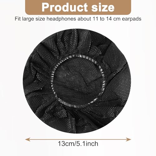 Tvoip 100Pcs Black Non-Woven Sanitary Headphone Ear Cover, Disposable Super Stretch Covers Washable, for Most On Ear Headphones Earpads (13 cm/ 5.12 Inch) - Image 5