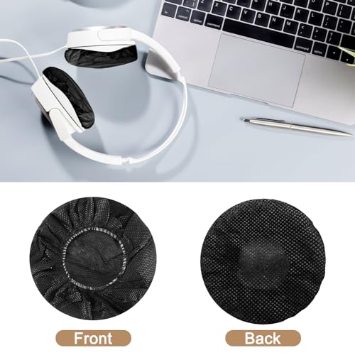 Tvoip 100Pcs Black Non-Woven Sanitary Headphone Ear Cover, Disposable Super Stretch Covers Washable, for Most On Ear Headphones Earpads (13 cm/ 5.12 Inch) - Image 4