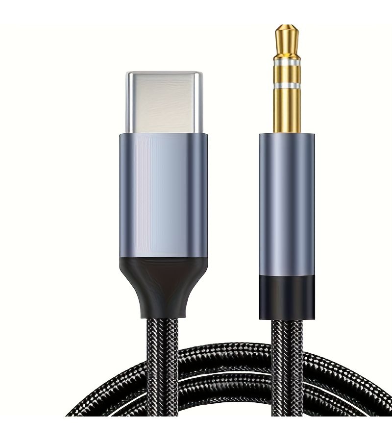 2 In 1 Type C To 3.5mm Audio Cable Black 39.37inch - Image 1