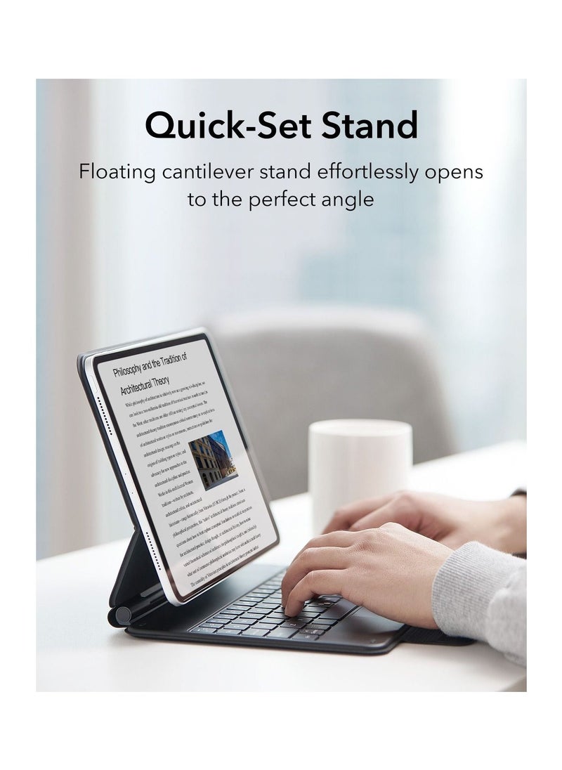 ESR - ESR Rebound Magnetic Keyboard Case, iPad Case with Keyboard Compatible with iPad Pro 11/iPad Air 5/4, Easy-Set Floating Cantilever Stand, Precision Multi-Touch Trackpad, Backlit Keys - ARABIC LAYOUT - Image 1