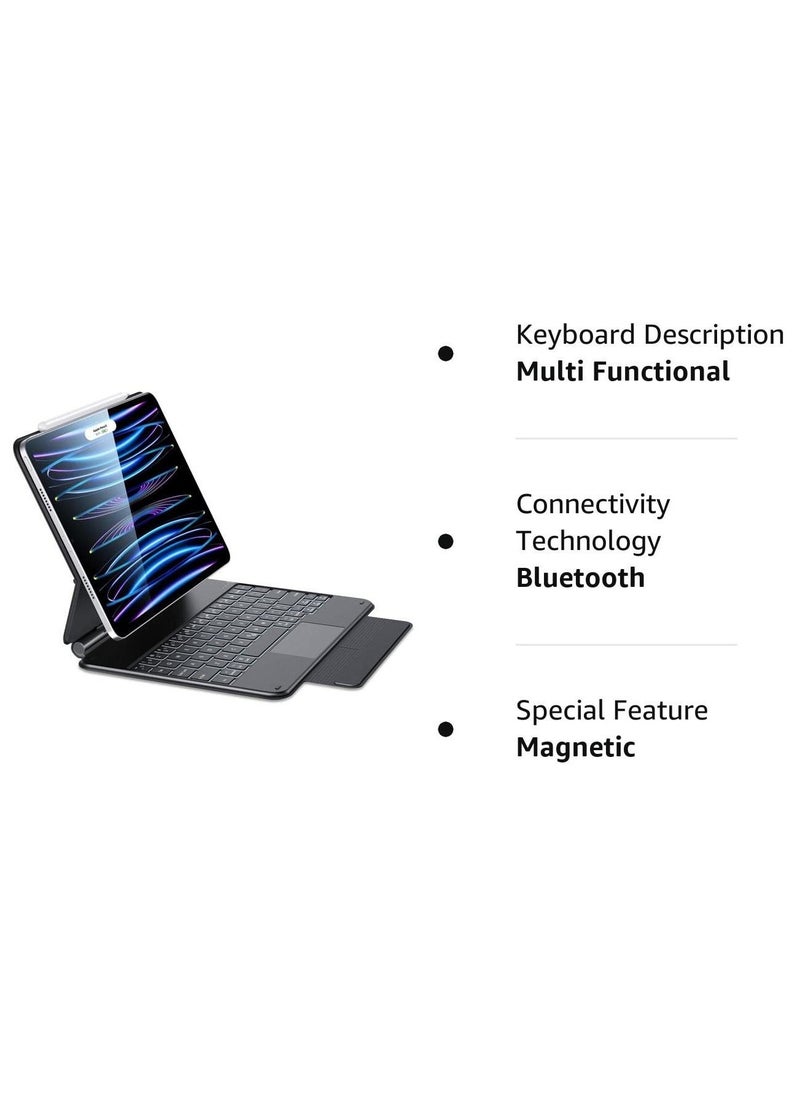 ESR - ESR Rebound Magnetic Keyboard Case, iPad Case with Keyboard Compatible with iPad Pro 11/iPad Air 5/4, Easy-Set Floating Cantilever Stand, Precision Multi-Touch Trackpad, Backlit Keys - ARABIC LAYOUT - Image 1