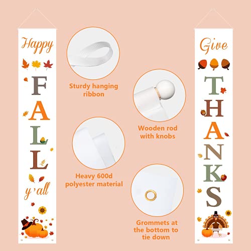 DAZONGE Thanksgiving Decorations for Home | Happy Fall & Give Thanks Porch Banners | Autumn Harvest Porch Sign for Thanksgiving Decorations Indoor and Outdoor | Fall banners Decor - Image 5