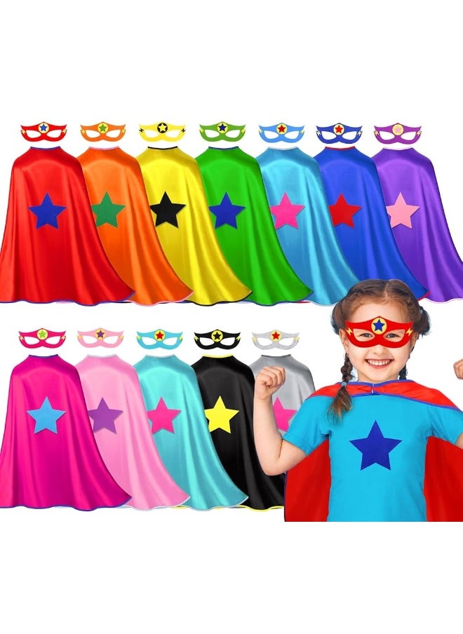 iROLEWIN iROLEWIN Star Superhero-Capes and Masks for Kids Super-Hero Capes Bulk 12 Pack Toddler Dress-Up Costumes Halloween Party Toys  - Image 1