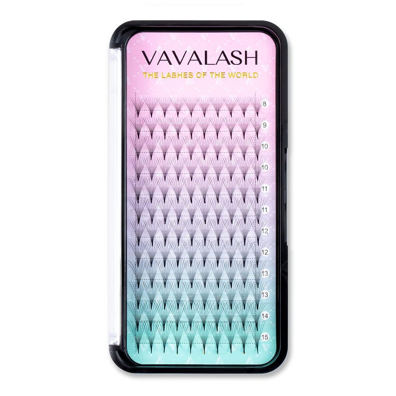 VAVALASH Eyelash Extensions 3D 4D 5D 6D 8D 9D 10D Thickness 00701 CD Curl Eyelashes Middle Stem Long Stem Heat Bonded Premade Fans Russian Volume Lash Extensions Supplies Middle Stem 8D007C10mm