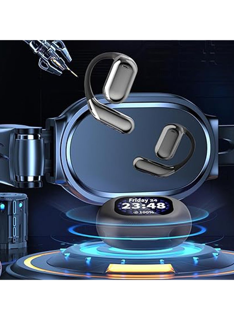 Black Q16Pro Bluetooth Headset AI Intelligent Real-time Translation Bluetooth Headset OWS Earhook Headset, Touch Screen Display, Waterproof Earmuffs - Image 5