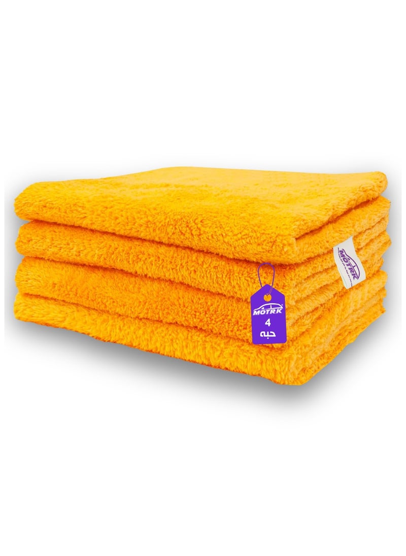 MOTRK Microfiber Towels, Microfiber Detailing Towels – Coral Fleece Care Towel, Extra Thick Dual-Sided, Super Absorbent Car Washing & Polishing Cloth, 40x40cm – 4 Pack  - Image 1