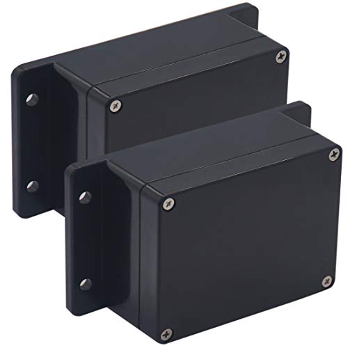 Raculety 2 Pack Project Box IP65 Waterproof Junction Box ABS Plastic Black Electrical Boxes DIY Electronic Project Case Power Enclosure with Fixed Ear 4.53 x 3.54 x 2.17 inch (115x90x55mm) - Image 1