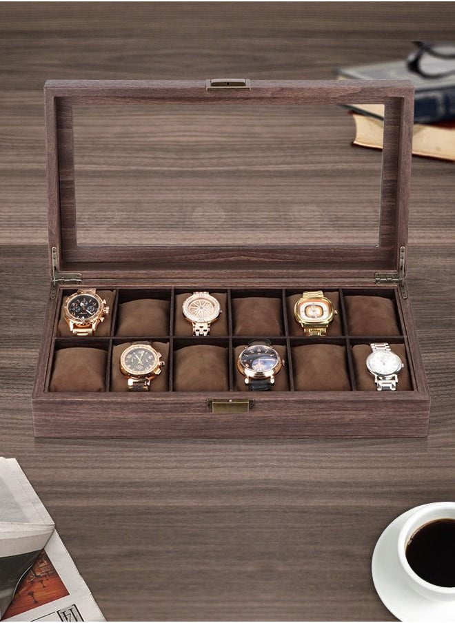 HomarKet - 12-Slot PU Leather Watch Box - Watch Case Watch Box Organizer with  Acrylic Lid Watch Display Case with Removable Pillows - Image 1