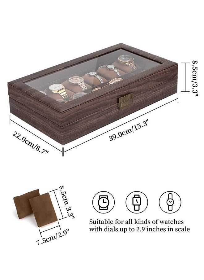 HomarKet - 12-Slot PU Leather Watch Box - Watch Case Watch Box Organizer with  Acrylic Lid Watch Display Case with Removable Pillows - Image 1