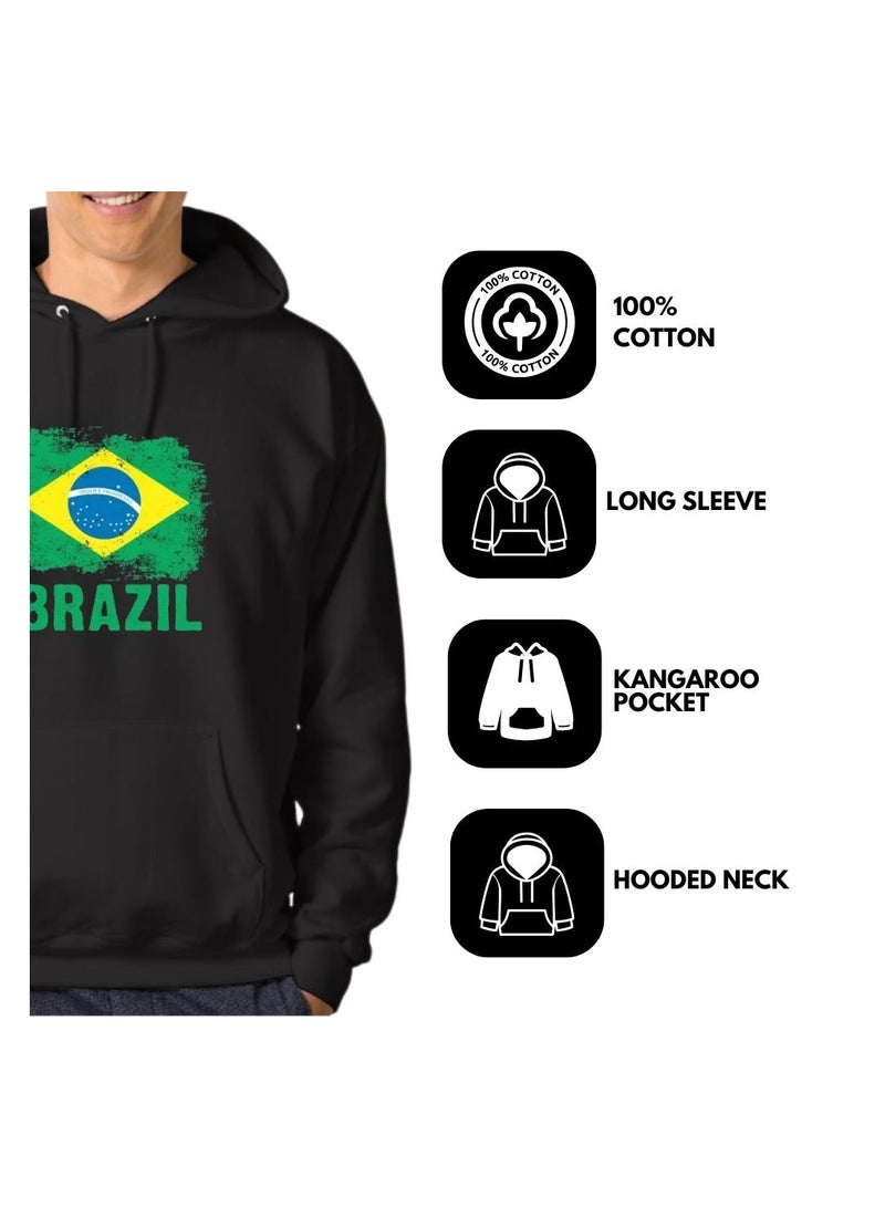 PRINTSHOP4ME Brazil Men's Hoodie–100% Cotton Fabric|Casual Wear For Travel,Sports&Daily Outfits|Long Sleeve Pullover|Brazil Printed Hoodies - Image 2