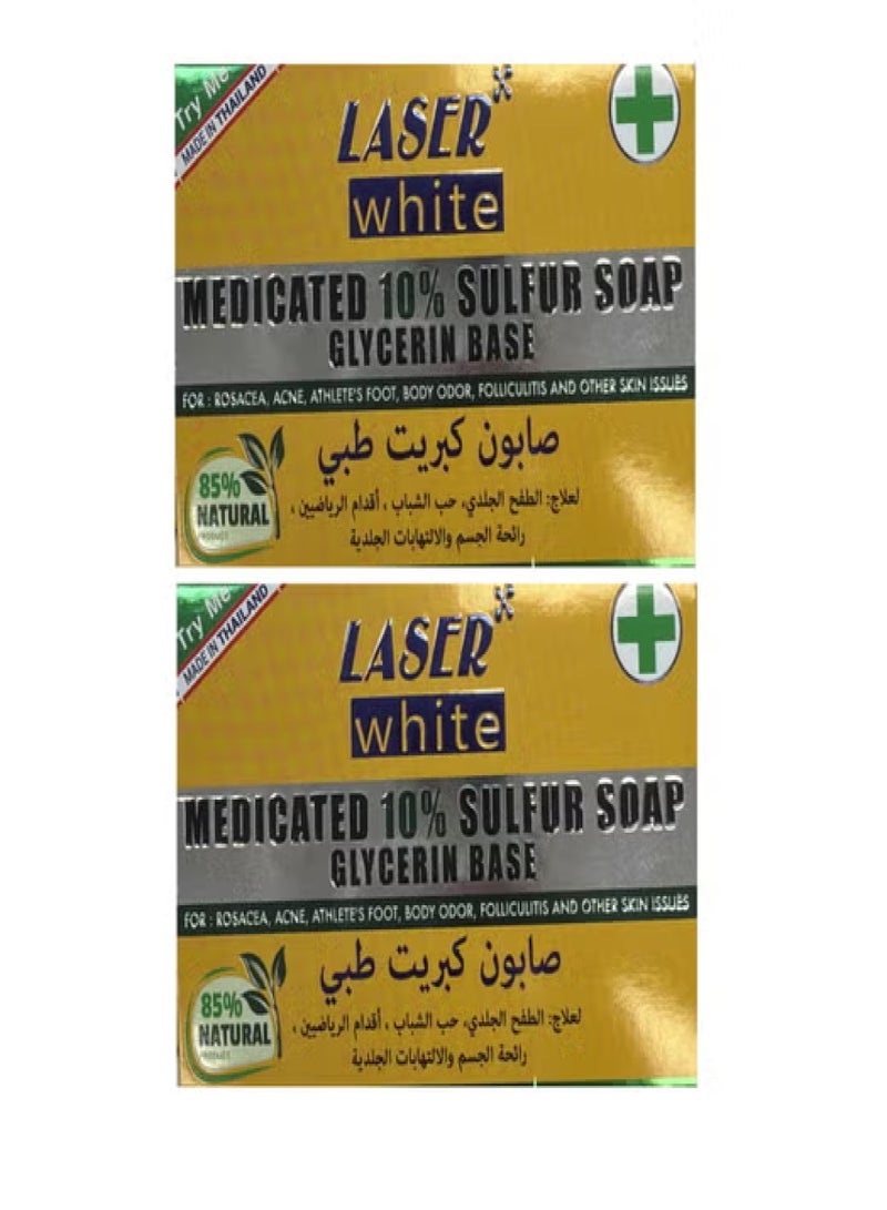 laser white 2 pieces of medicated 10% sulfur soap 2x100 g - Image 2