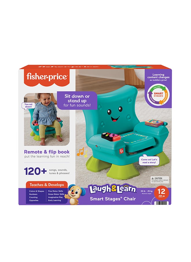Fisher-Price Toddler Learning Toy Laugh & Learn Smart Stages Chair With Music Lights & Activities For Infants Ages 1+ Years, Teal  - Image 2