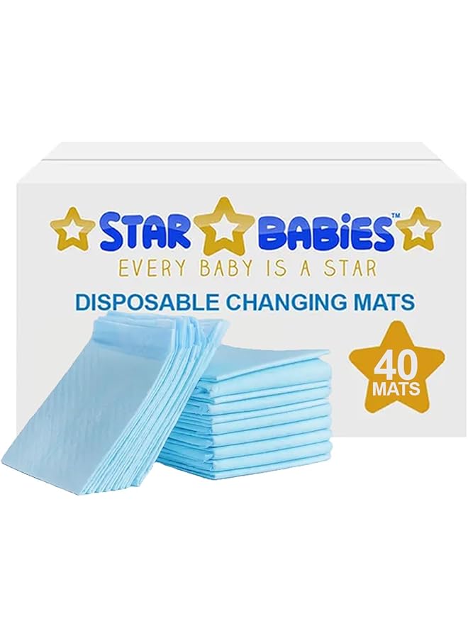 STAR BABiES Disposable Changing Mat Large (45 X 60Cm) Pack Of 40 Blue - Image 1